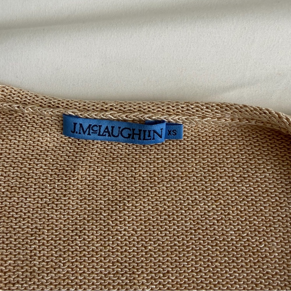 J. McLaughlin "Callum" Beige Tan Lightweight V-Neck Open Knit Sweater Classic - Picture 12 of 15